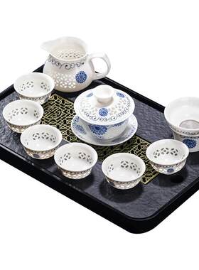 匠序玲珑蜂窝茶具茶盘功夫泡茶