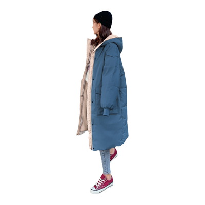 宽松中长款面包服配色韩版宽松