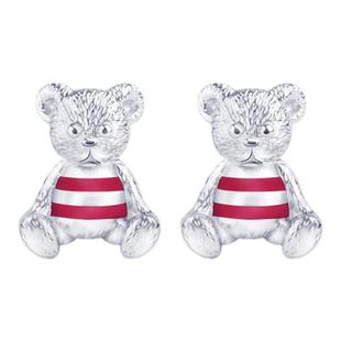 justgold镇金店partyfun可爱熊925银耳钉耳环（含耳堵）3305834W