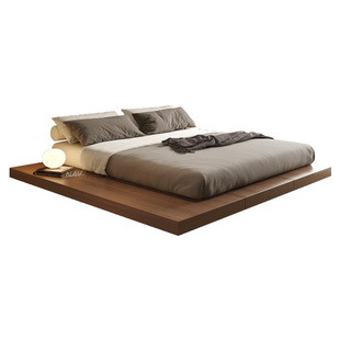 纳威日式无床头榻榻米床主卧简约现代侘寂风落地床互不打扰双人床