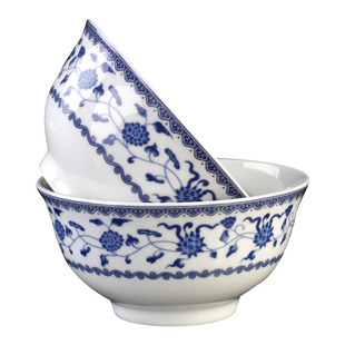 【三环陶瓷】新中式家用青花瓷碗碟盘套装釉中彩无铅健康高脚碗