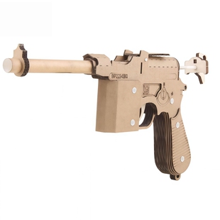 驳壳枪盒子炮枪纸模型手工瓦楞纸板枪模型材料包可发射枪玩具DIY