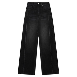 设计师品牌 IMMI 25秋冬女士复古牛仔起绒阔腿裤银泰百货 300124