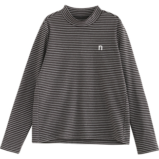 NNGZ女童半高领条纹打底衫春秋柔软保暖儿童百搭长袖t恤童装上衣