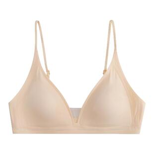 馨帮帮Bra 法式缎面三角杯内衣女薄款透气小胸微聚拢细肩带文胸罩