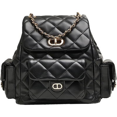 TATA他她小香风菱格双肩包背包女包包小巧法式气质旅行包2025新款