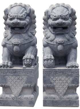 石狮子嘉祥石雕古典圆雕青石摆件