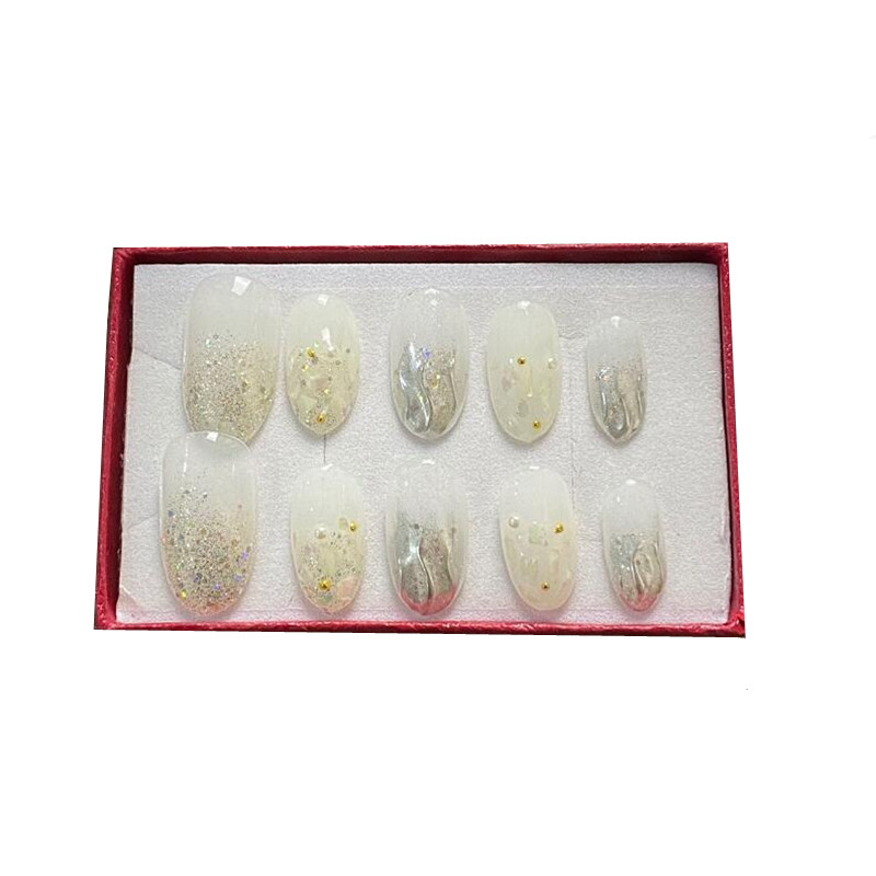 穿戴成品新娘假指甲贴片光疗美甲