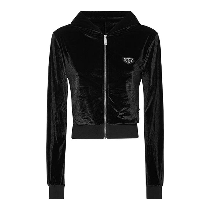 PHILIPP PLEIN 女士经典签名绒面连帽运动上衣外套秋冬