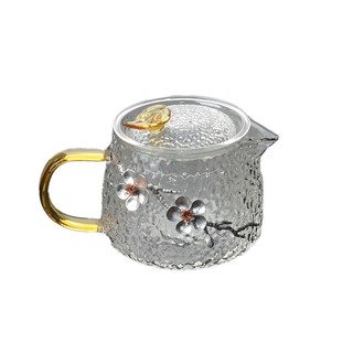 玻璃锤纹小茶壶带内胆泡茶壶日式小号家用高硼硅耐热梅花煮茶壶