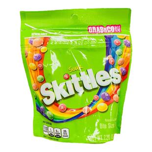 美国代购Skittles酸酸糖彩虹糖酸粉水果味糖豆酸爽糖果零食388.3g