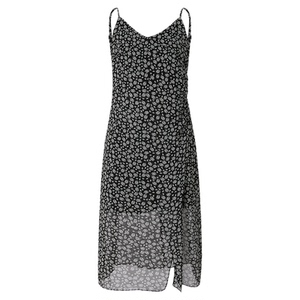 商场同款 摩萨克2025秋新款V领收腰抽褶腰果花度假风吊带连衣裙女