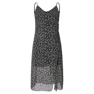 商场同款 摩萨克秋款V领收腰抽褶腰果花度假风吊带连衣裙女