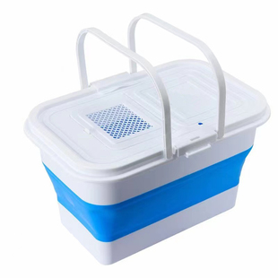 多功能户外折叠钓鱼桶带盖卡扣便携式塑料箱装鱼活鱼水桶专用鱼护