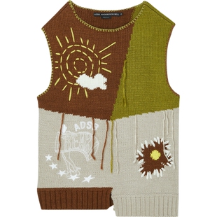 【折扣】Andersson Bell 男美拉德宽松刺绣嵌花背心马甲