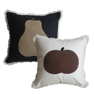 【月球居民】有可能果园 梨子圣诞苹果绒绣流苏抱枕靠垫中古沙发