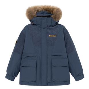 雪中飞小紫薯羽绒服2026春情侣男女款毛领连帽灯芯绒拼接设计青春