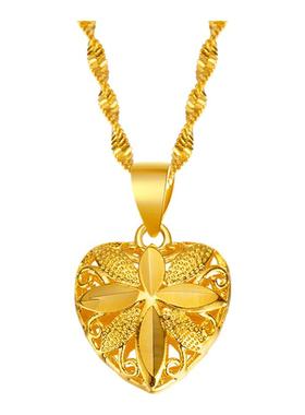 高级感金色简约爱心吊坠项链女
