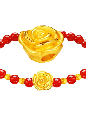 999足金玫瑰红玛瑙女手链红玉髓