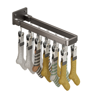 折叠晾衣架阳台家用挂衣夹子免打孔壁挂置物架内衣晒袜子晾晒神器