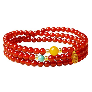 宫里上新红玛瑙手串女天然红色手链多圈生日新年马年本命年礼物