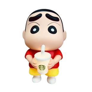 奶茶蜡笔小新手办创意摆件桌面家居卧室装饰品公仔发光小夜灯礼物