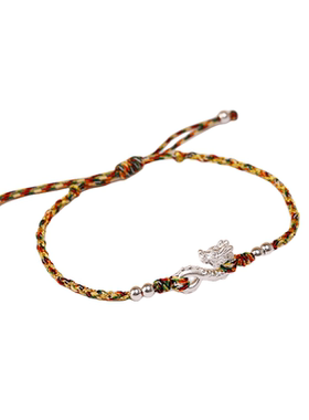 999足银龙本命年五彩纯银手链手工编织端午节吉祥情侣小手绳