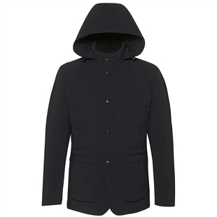 SATCHI沙驰男装高端羽绒服男士短款冬季白鸭绒防风衣连帽爸爸外套