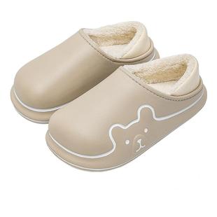 厚底防水棉拖鞋男士冬季外穿加绒加厚保暖家居包跟踩脚情侣棉鞋女