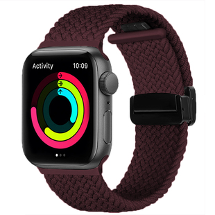 KASO秋冬新款酒红编织磁吸iwatch表带适用苹果applewatch手表s11腕带s10运动创意高级感9男女尼龙se透气ultra