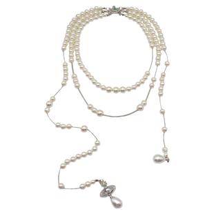 小众设计感破碎珍珠项链赫本复古气质法式高级感层次叠戴毛衣链女