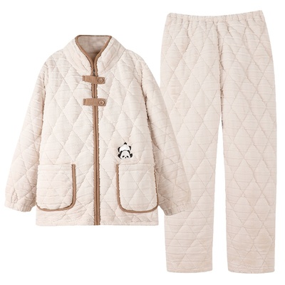 情侣抗静电夹棉加厚睡衣保暖冬季