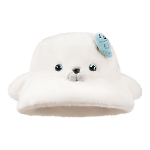 可爱海豹2025新款毛绒帽子围脖女冬季保暖防寒护耳雷锋帽骑行围脖