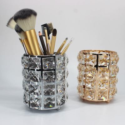 美甲笔筒欧式水晶创意美甲收纳桶化妆笔筒桶精品笔桌面签到刷收纳