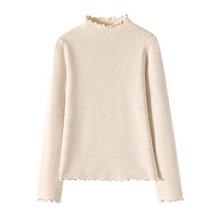 班尼路S&K系列黑色木耳边毛衫2025秋冬款半高领修身内搭打底衫女Q