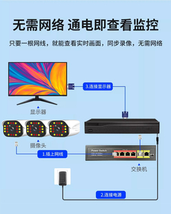 监控器高清套装 家用店铺商用室外摄像头360度无死角手机远程 设备