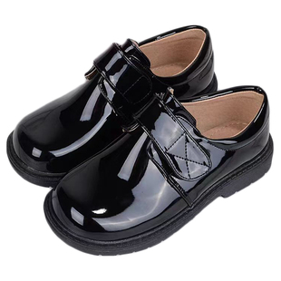 男女童黑白色皮鞋中大童学生合唱演出鞋英伦风小孩西装礼服表演鞋