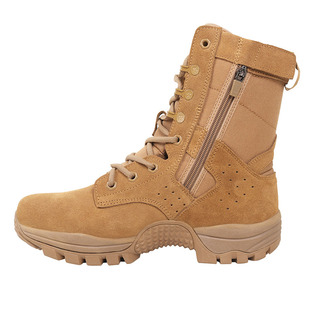 正品新式作战训靴牛皮高帮靴透气防水训练靴户外登山沙漠靴棕色男