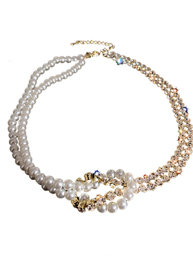 镶钻珍珠拼接ins冷淡风女项链