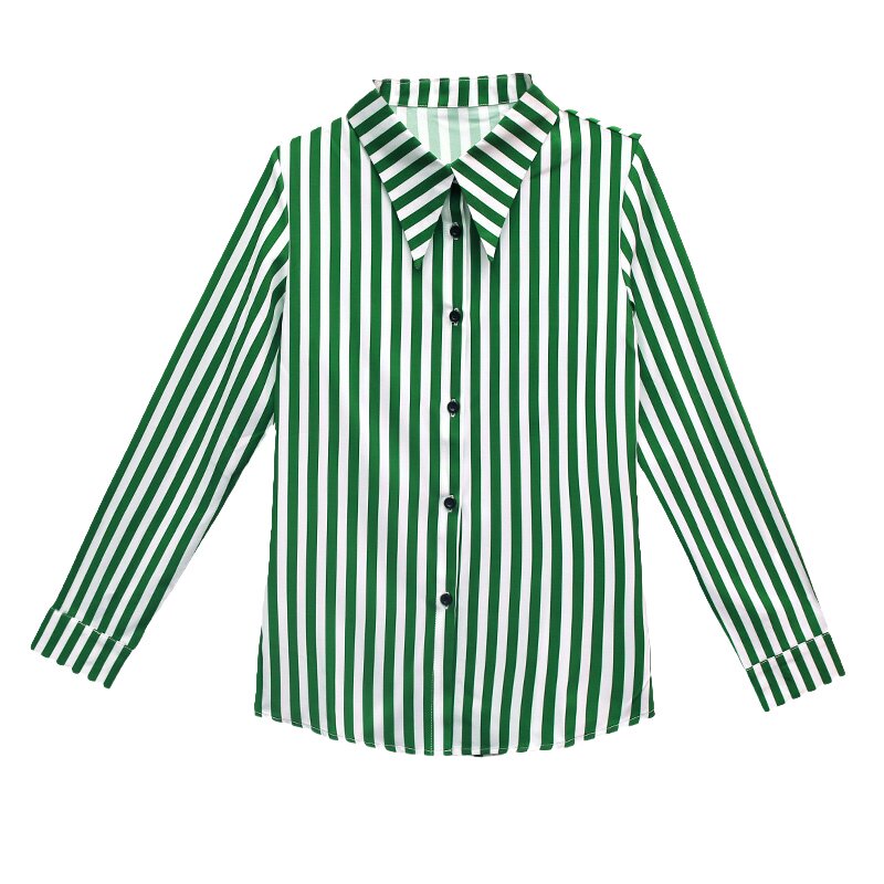 气质条纹衬衫女2025新款秋季穿搭显瘦长袖上衣中年装尖领雪纺衬衣