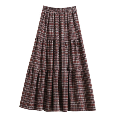 冬天好看复古格子蛋糕裙半身裙女2025秋冬新款黑色格纹裙半裙子