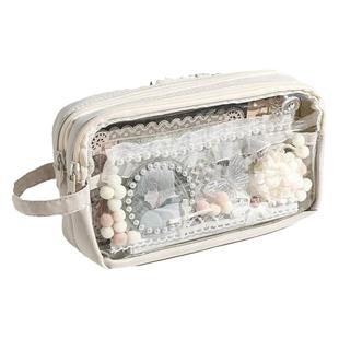 蓝果小食量透明笔袋痛包diy吧唧文具袋女小学生2026新款初中生女孩款设计感小众铅笔盒男生二次元扎板文具盒