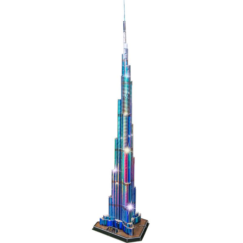 乐立方3D立体拼图迪拜哈利法塔灯饰版建筑模型手工DIY家居摆件