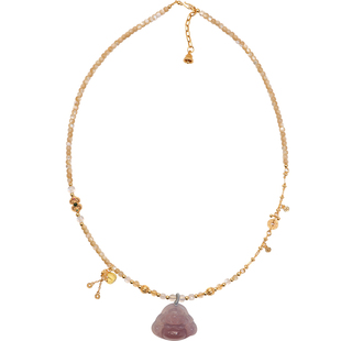 方糖家 原创新年紫玉髓佛公古法长款项链轻奢高级感小众女毛衣链