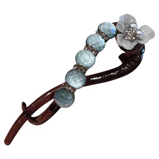 轻奢气质珍珠花朵扭扭夹高级感盘发一字发夹女2025新款后脑勺抓夹