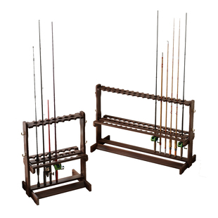 鱼竿架子渔具店货架多功能展示架家用竹木手杆路亚竿台球杆收纳架