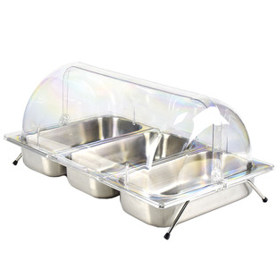 熟食卤菜展示盘不锈钢盆分格自助餐透明带盖试吃水果凉菜托盘商用