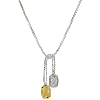 LAMUANA意大利双色方锆流苏满钻项链小众高级感设计颈链女送礼物