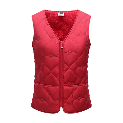 新款V领内穿加绒羽绒棉女士马甲