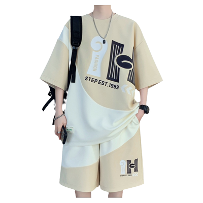 夏季学生短袖短裤一套穿搭男潮牌